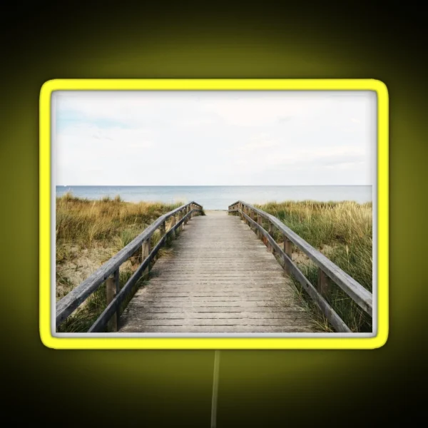 Wooden Ocean Bridge Beach Walkway RGB Neon Sign