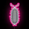 Woodlouse or armadillo bug with neon pink color scheme.