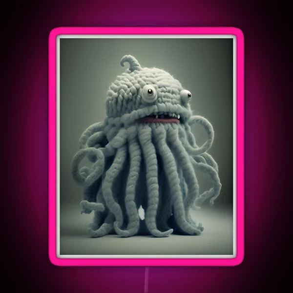 Woolen Cthulhu Amigurumi RGB Neon Sign