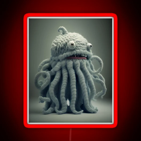 Woolen Cthulhu Amigurumi RGB Neon Sign