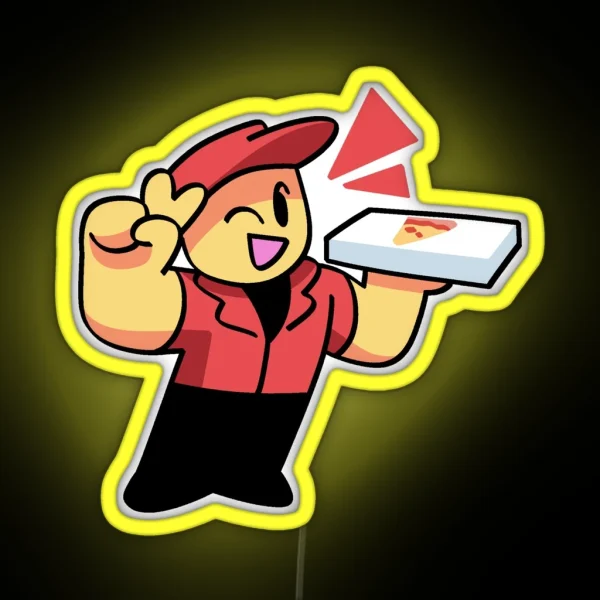 Work At A Pizza Place Delivery Boy RGB Neon Sign