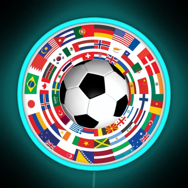 World Flag Football Soccer Cup Collection RGB Neon Sign