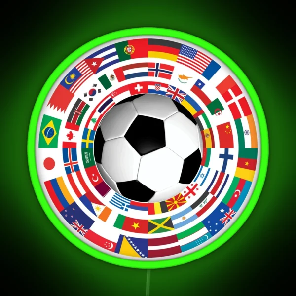 World Flag Football Soccer Cup Collection RGB Neon Sign