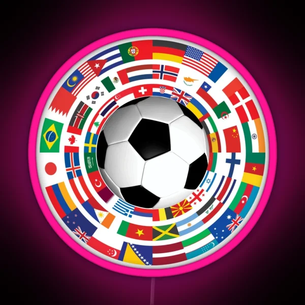 World Flag Football Soccer Cup Collection RGB Neon Sign