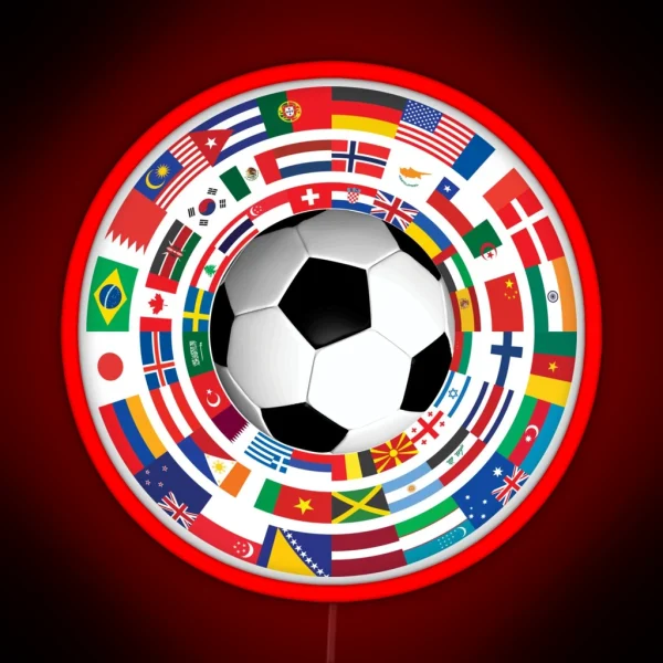 World Flag Football Soccer Cup Collection RGB Neon Sign