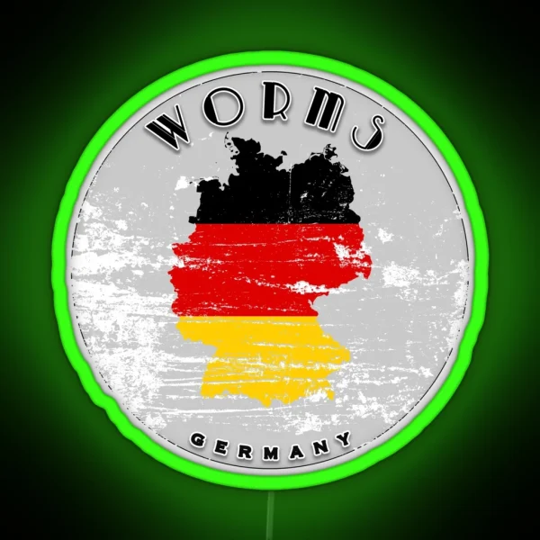 Worms Germany Flag Worn RGB Neon Sign
