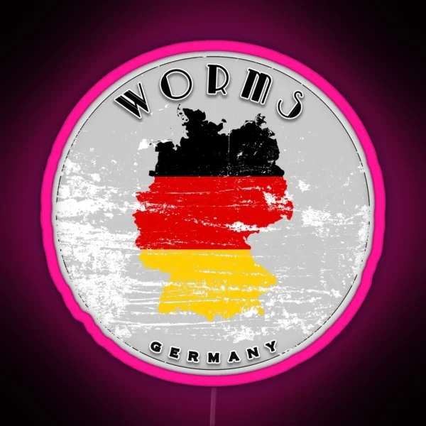 Worms Germany Flag Worn RGB Neon Sign