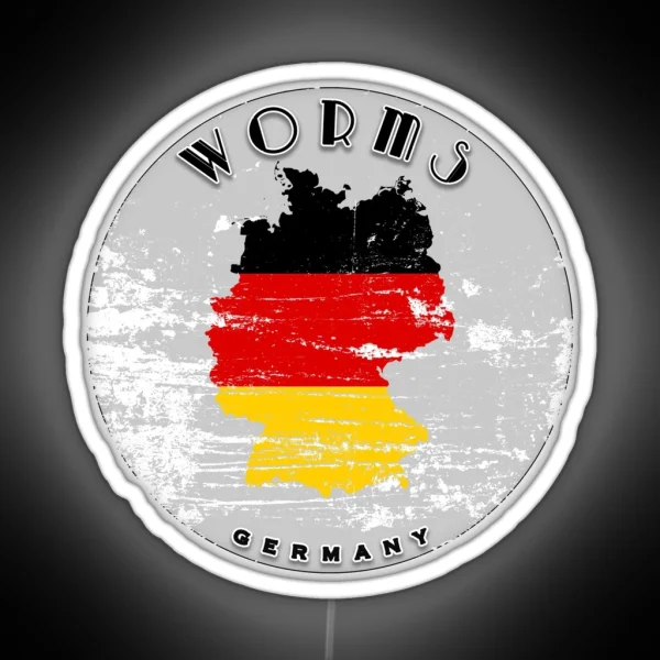 Worms Germany Flag Worn RGB Neon Sign