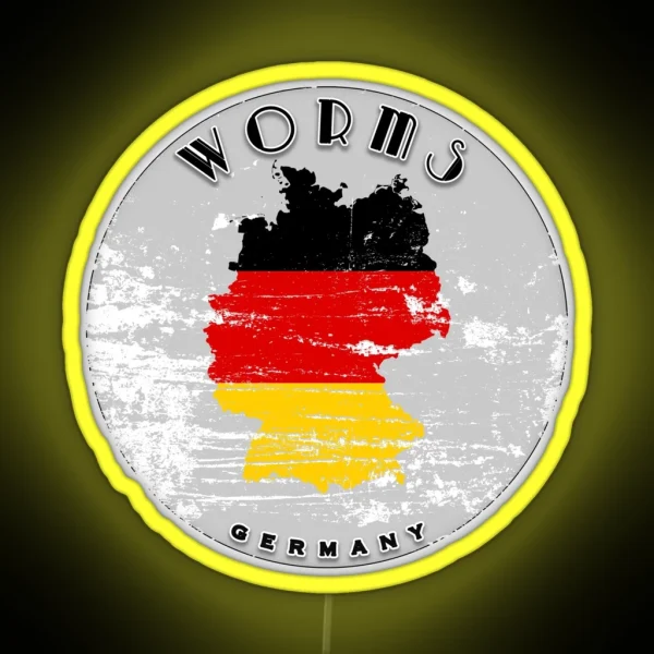 Worms Germany Flag Worn RGB Neon Sign