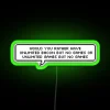 Neon sign with colorful, glowing letters reading "Would You Rather" in a playful font above a chuckle sandwich illustration.