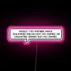 Neon sign reading "Would You Rather" with a chuckle sandwich logo in bold pink letters.