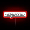 Neon sign with the phrase "Would You Rather" in bold, neon-lit letters above a sandwich made of chuckle emotes.