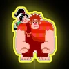Ralph from Wreck-It Ralph standing in front of a colorful neon sign.