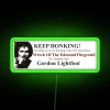 Wreck of The Edmund Fitzgerald neon sign in memory of Canadian musician Gordon Lightfoot