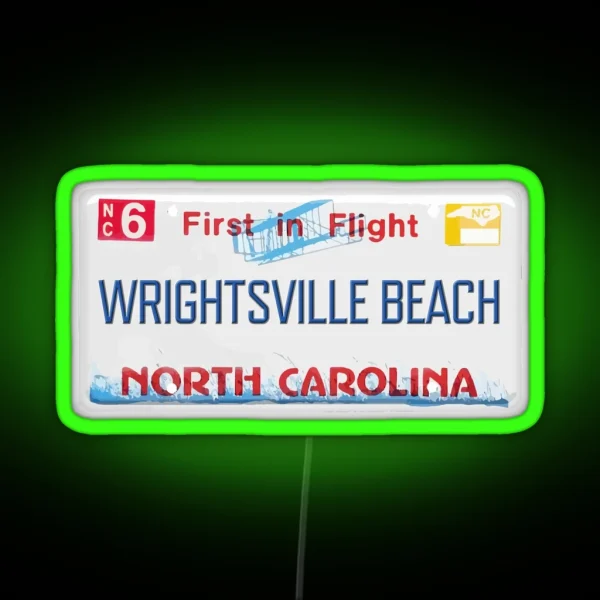 Wrightsville Beach NC License Plate RGB Neon Sign