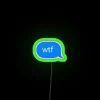 WTF neon sign in green, a colorful and eye-catching advertisement