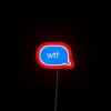 Neon sign with bright red color and distorted letters.