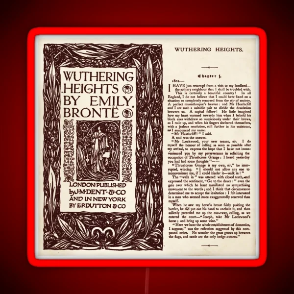 Wuthering Heights Pages London Published Edition RGB Neon Sign