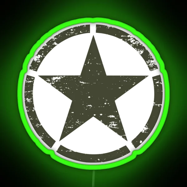 WWII Allied Invasion Star D Day RGB Neon Sign