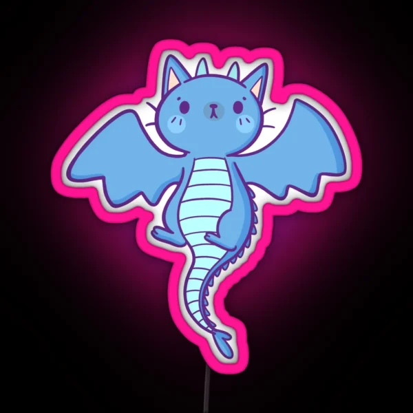 Wyvern Cat Dragon RGB Neon Sign