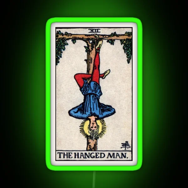 XII The Hanged Man Tarot Card RGB Neon Sign