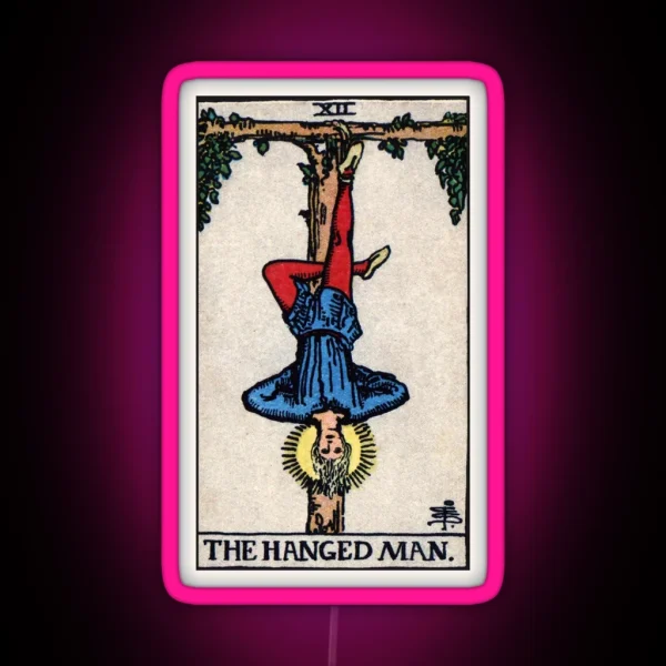 XII The Hanged Man Tarot Card RGB Neon Sign
