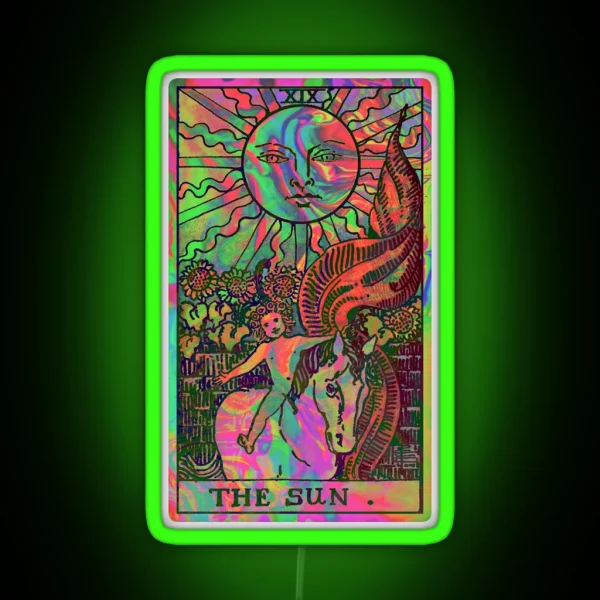 XIX The Sun Tarot Card Psychedelic RGB Neon Sign