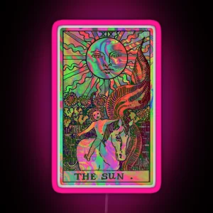 XIX The Sun Tarot Card Psychedelic RGB Neon Sign