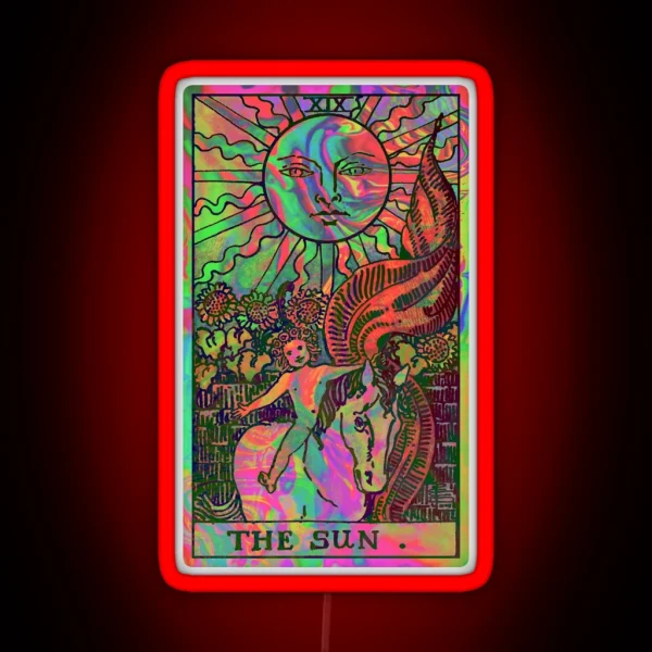 XIX The Sun Tarot Card Psychedelic RGB Neon Sign