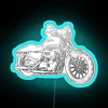 Neon-lit silhouette of an XL883N motorcycle, with cruiser, bobber, and chopper design elements.