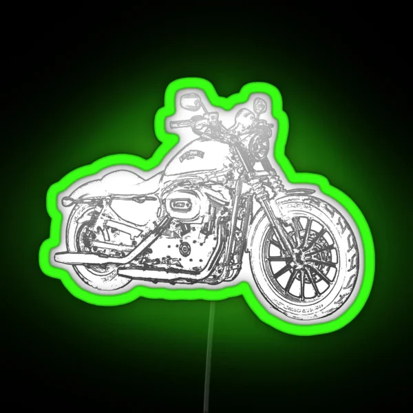 XL883N Pencil Silhouette Motorcycle Cruiser Bobber RGB Neon Sign