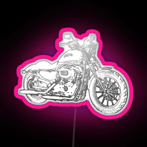 XL883N Pencil Silhouette Motorcycle Cruiser Bobber RGB Neon Sign
