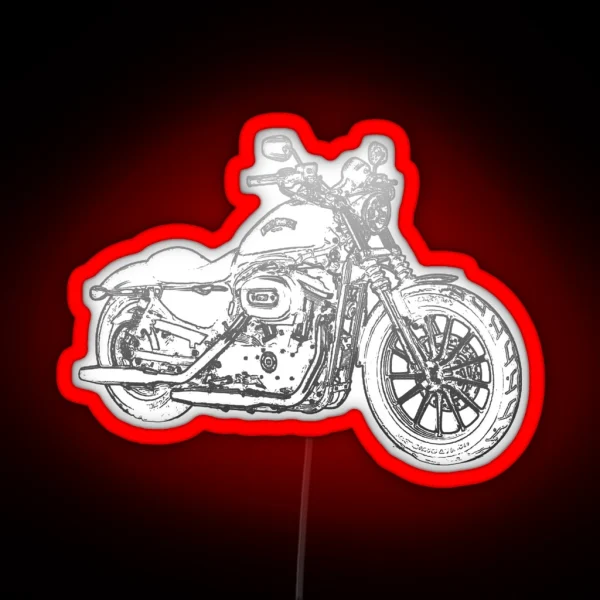 XL883N Pencil Silhouette Motorcycle Cruiser Bobber RGB Neon Sign