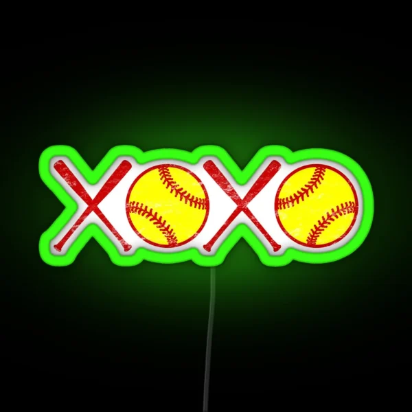 XOXO Hugs And Kisses LOVE Fastpitch Softball RGB Neon Sign