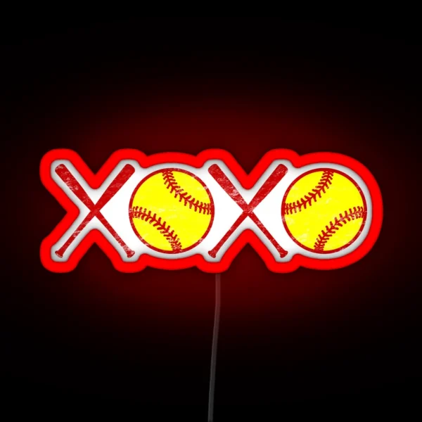 XOXO Hugs And Kisses LOVE Fastpitch Softball RGB Neon Sign