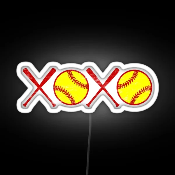 XOXO Hugs And Kisses LOVE Fastpitch Softball RGB Neon Sign