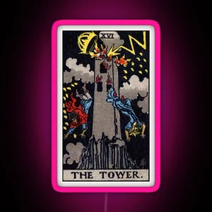 XVI The Tower Tarot Card RGB Neon Sign