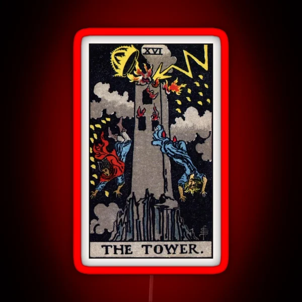 XVI The Tower Tarot Card RGB Neon Sign