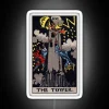 The 16th Major Arcana card, The Tower, depicted with neon RGB colors.