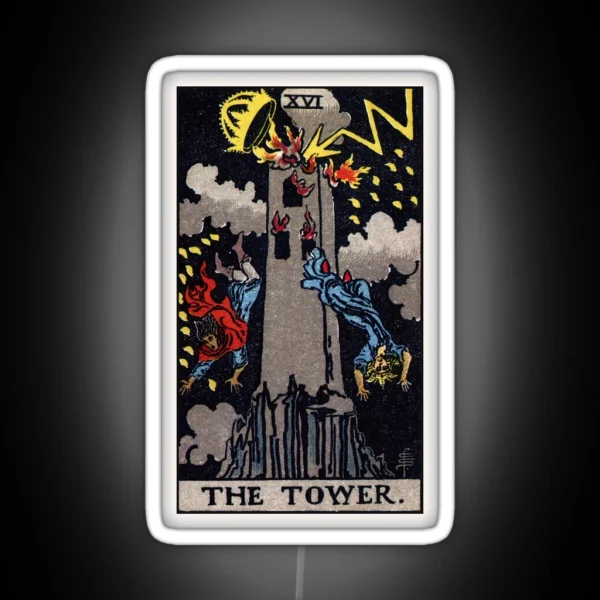 XVI The Tower Tarot Card RGB Neon Sign