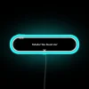 Neon sign with bright blue letters spelling out 'You found me'