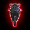 Yamaha R6 sports bike with RGB neon accents on a red background.