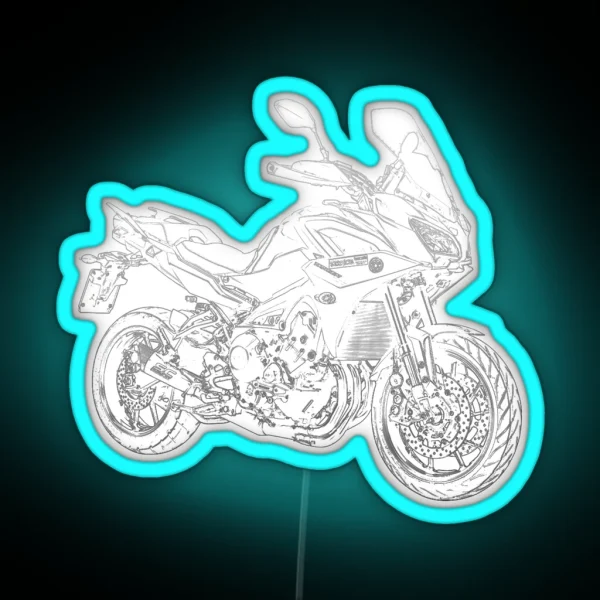 Yamaha Tracer 900 Pencil Silhouette Motorcycle Travel Enduro Dual Sport RGB Neon Sign