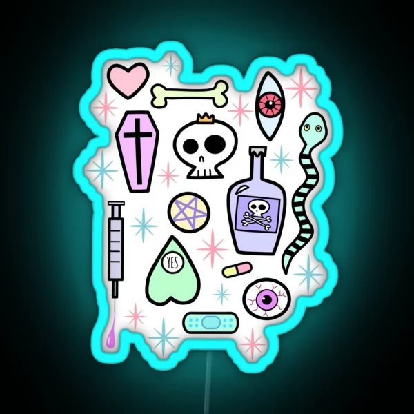Yami Kawaii Creepy Cute Pattern RGB Neon Sign