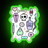 Neon green Yami Kawaii design featuring creepy cute pattern on RGB sign.