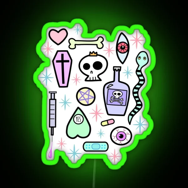 Yami Kawaii Creepy Cute Pattern RGB Neon Sign