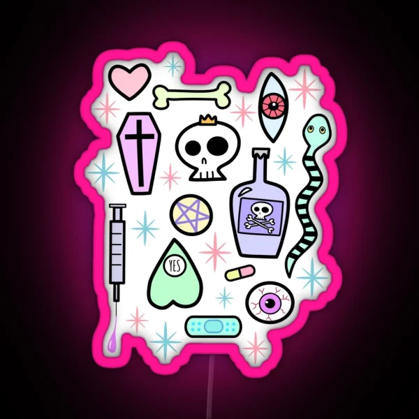 Yami Kawaii Creepy Cute Pattern RGB Neon Sign