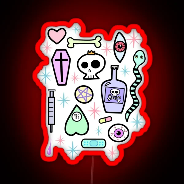 Yami Kawaii Creepy Cute Pattern RGB Neon Sign