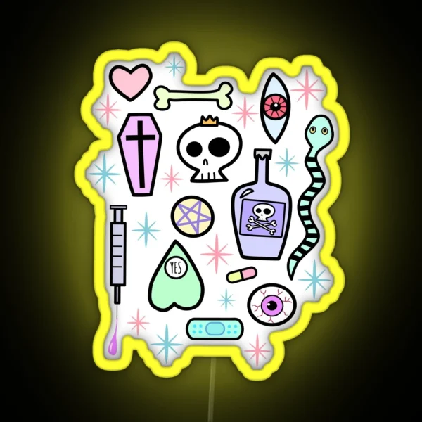 Yami Kawaii Creepy Cute Pattern RGB Neon Sign