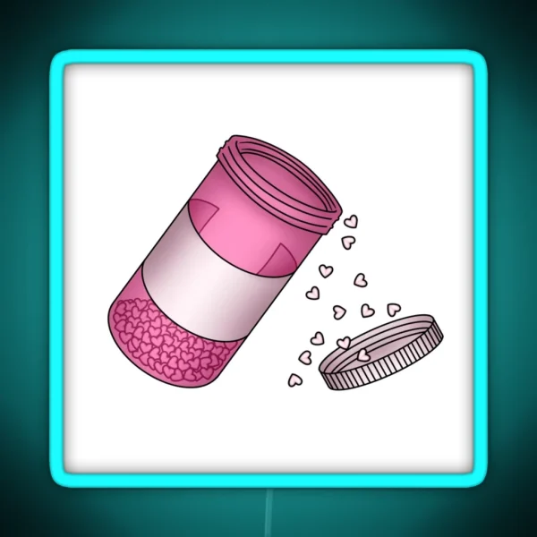 Yami Kawaii Heart Pill Bottle RGB Neon Sign